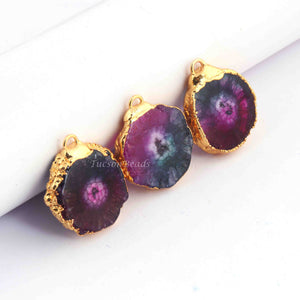 10 Pcs Pink Druzzy Geode Raw Drusy Agate Slice Pendant - Electroplated Gold Druzy Pendant DRZ269 - Tucson Beads