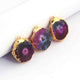 10 Pcs Pink Druzzy Geode Raw Drusy Agate Slice Pendant - Electroplated Gold Druzy Pendant DRZ269 - Tucson Beads