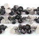 1  Long Strand Black Rutile  Smooth Briolettes - Heart Shape  Briolettes - 13mmx12mm-27mmx26mm- 9 Inches BR3322 - Tucson Beads