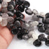 1  Long Strand Black Rutile  Smooth Briolettes - Heart Shape  Briolettes - 13mmx12mm-27mmx26mm- 9 Inches BR02309