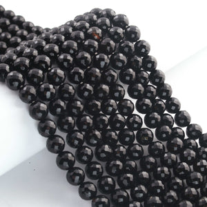 1 Strand Black Onyx Faceted Ball Beads Briolettes,Round Beads,Ball Beads 8mm 9 Inches BR1731 - Tucson Beads