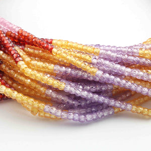 5 Strands Multi Zircon Faceted Rondelles- Finest Quality Zircon Rondelles Beads 3mm - 13 inch strand RB0166 - Tucson Beads