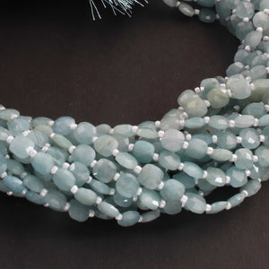 1  Long Strand Aquamarine Faceted Briolettes - Cushion Shape Briolettes  6mm-7mm -14 Inches BR02666 - Tucson Beads