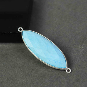 10 Pcs Turquoise Faceted 925 Sterling Silver Marquise  Shape Double & Single  Bail Connector & Pendant 41mmx13mm- SS449 - Tucson Beads