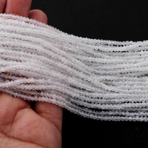 5 Strands White Rainbow Moonstone Faceted Rondelles- Moonstone Rondelles 3mm 13 inch strand RB433 - Tucson Beads