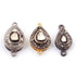 1 Pc Pave Diamond With Rose Cut Diamond 925 Sterling Silver/ Vermeil Pear Drop Connector 19mmx9mm-20mmx11mm PDC1369