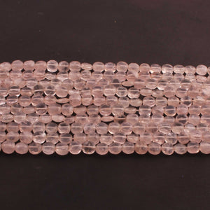2 Strands Rose Quartz Faceted  Briolettes- Coin Shape Beads 6mm 12 Inches BR920 - Tucson Beads