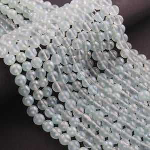 1 Strands AAA Quality Aqua Chalcedony Smooth Round Briolettes - Plain Round Ball Beads 6mm-7mm 8.5 Inches BR3488 - Tucson Beads