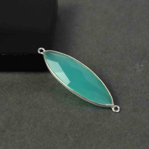 6 Pcs Aqua Chalcedony Faceted 925 Sterling Silver Marquise  Shape Double & Single  Bail Connector & Pendant 41mmx13mm- SS525 - Tucson Beads