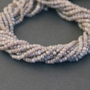 5 Strands Peach Moonstone Silver Coated Faceted Rondelle Beads, Round Beads 4mm-5mm 13.5Inches Long RB279 - Tucson Beads