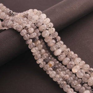 1 Long Strand Black Rutile Faceted Rondelles - Gemstone Rondelles 6mm-9mm 9 Inches BR773 - Tucson Beads