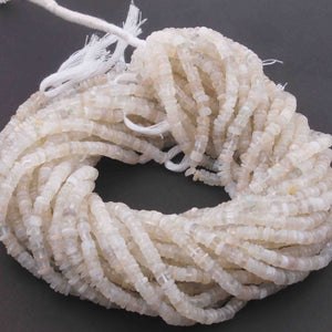 1 Strand White Moonstone  Smooth Heishi whell Briolettes - Gemstone Briolettes  -5mm 13 Inches BR01212 - Tucson Beads