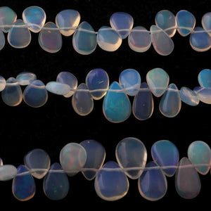 3 Strands Natural Ethiopian Opal Smooth Pear Briolettes - Welo Opal Pear Shape Beads 5mmx4mm-10mmx7mm 8 Inch BRU055 - Tucson Beads
