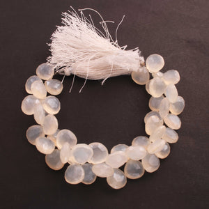 1 Strand White Silverite Faceted Briolettes - Heart Shape Beads 10mm-11mm 7.5 Inches BR1040 - Tucson Beads