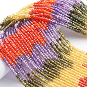 5 Strands Multi Zircon Faceted Rondelles- Finest Quality Zircon Rondelles Beads 3mm - 13 inch strand RB0169 - Tucson Beads