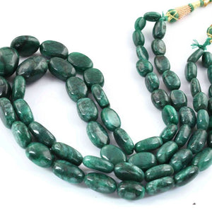 485 Carats 2 Strands Of Precious Genuine Natural  Emerald Necklace - Smooth oval  Beads - Rare & Natural Emerald Necklace - Stunning Elegant Necklace SPB0175 - Tucson Beads