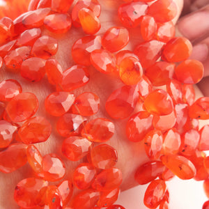 1 Strand Carnelian Faceted Briolettes  - Pear  Shape  Briolettes - 10mmx6mm-12mmx8mm 8 Inches BR02646 - Tucson Beads