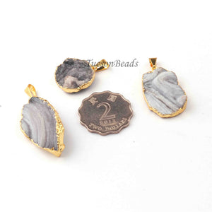 3 Pcs Shaded Gray Druzzy 24k Gold Plated Pendant  - Electroplated Gold Druzy -41mmx20mm-23mmx21mm  DRZ283 - Tucson Beads