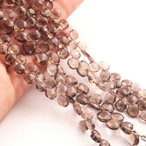 1  Strand Smoky Quartz Faceted Briolettes -Heart Shape  Briolettes - 6mm-8mm - 8 Inches BR02627 - Tucson Beads