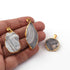 3 Pcs Shaded Gray Druzzy 24k Gold Plated Pendant  - Electroplated Gold Druzy -41mmx20mm-23mmx21mm  DRZ283