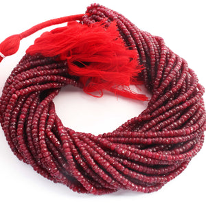 1 Strand Natural Ruby Faceted Rondelles - Faceted Beads - Gemstone Beads - 4mm -13 Inch BR02688 - Tucson Beads