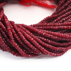 1 Strand Natural Ruby Faceted Rondelles - Faceted Beads - Gemstone Beads - 4mm -13 Inch BR02688 - Tucson Beads