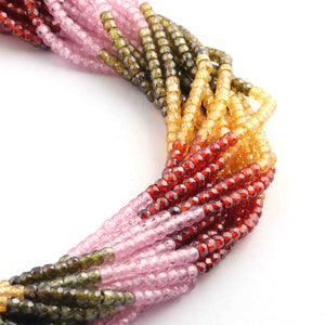 5 Strands Multi Zircon Faceted Rondelles- Finest Quality Zircon Rondelles Beads 3mm - 13 inch strand RB0165 - Tucson Beads