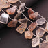 1 Strand Brown Rutile Faceted Briolettes -Assorted Shape Beads -19mmx11mm-25mmx16mm- 9 Inches BR01926