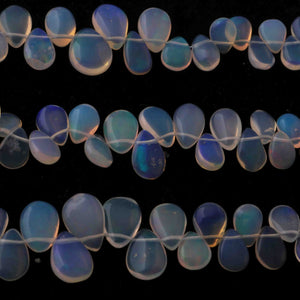 3 Strands Natural Ethiopian Opal Smooth Pear Briolettes - Welo Opal Pear Shape Beads 4mmx3mm-10mmx8mm 8 Inch BRU058 - Tucson Beads