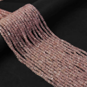 1 Strand Morganite Faceted Rondelles - Gemstone Rondelles- Semi Precious Beads 3mm-4mm 13 Inches RB214 - Tucson Beads