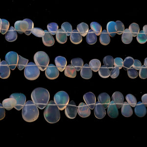 3 Strands Natural Ethiopian Opal Smooth Pear Briolettes - Welo Opal Pear Shape Beads 4mmx3mm-11mmx8mm 8.5 Inch BRU066 - Tucson Beads