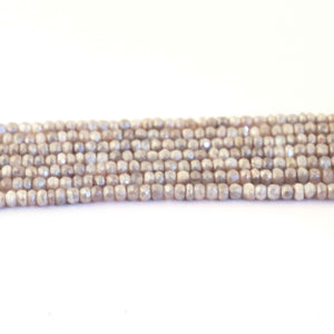 5 Strands Gray Moonstone Silver Coated Faceted Rondelle Beads, Round Beads 4mm-5mm 13 Inches RB415 - Tucson Beads