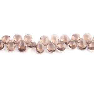 1  Strand Smoky Quartz Faceted Briolettes - Pear Shape  Briolettes  8mmx6mm-9mmx7mm -8 Inche BR02628 - Tucson Beads