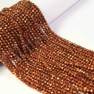 5 Strands Copper Pyrite Facet Sparkling Finest Quality Rondelles 4mm 13.5 inch strand RB151 - Tucson Beads