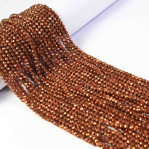 5 Strands Copper Pyrite Facet Sparkling Finest Quality Rondelles 4mm 13.5 inch strand RB151 - Tucson Beads