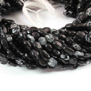 1  Long Strand Snowflack Faceted Briolettes -Oval Shape Briolettes -7mmx6mm-11mmx6mm - 14 Inches BR01927 - Tucson Beads