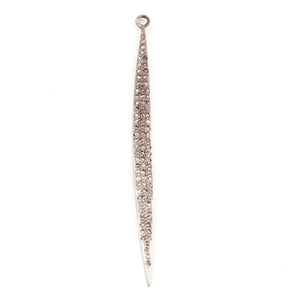 1 Pc Pave Diamond Long Spike Charm 925 Sterling Silver Single Bail Pendant - 85mmx5mm Pdc499 - Tucson Beads