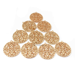Bulk Lot 5 Pcs Designer Copper Round Charm Pendant,Gold Plated Copper Pendant,Unique Copper Pendant, Jewelry Making 43mmx47mm GPC0022 - Tucson Beads