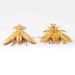 5 Pcs Beautiful Canadian Bee Pendant Bead 24K Gold Plated on Copper - Bee Pendant 39mmx42mm  GPC0019 - Tucson Beads