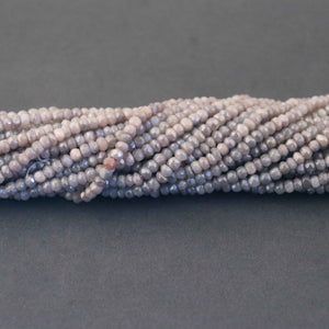 5 Long Strands Grey Moonstone Silver Coated Rondelles - Moonstone Silver Coated Roundles Beads 4mm 13 Inch RB412 - Tucson Beads