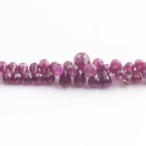 1  Long Strand Natural Star Ruby Faceted Briolettes  -Tear Drop Briolettes  - 6mmx5mm-10mmx7mm - 8 Inches BR02707 - Tucson Beads