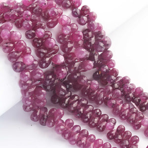1  Long Strand Natural Star Ruby Faceted Briolettes  -Tear Drop Briolettes  - 6mmx5mm-10mmx7mm - 8 Inches BR02707 - Tucson Beads