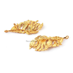 5 Pcs Beautiful Canadian Leaf Bead 24K Gold Plated on Copper - Leaf Pendant 24mmx55mm  GPC0018 - Tucson Beads