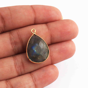 25 Pcs Labradorite 24k Gold Plated Faceted Assorted Shape Pendant---Labradorite Pendant 20mmx13mm-29mmx14mm PC362 - Tucson Beads