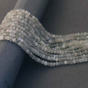 5  Strands Green Moonstone Faceted Rondelles - Roundles Beads 3mm 13 Inches RB063 - Tucson Beads