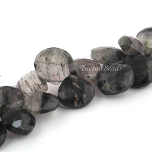 1 Strand Black Rutile  Faceted Briolettes  -Heart Shape Briolettes  13mmx12mm -5 Inches BR951 - Tucson Beads