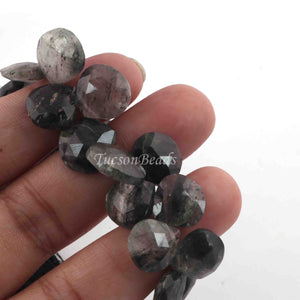 1 Strand Black Rutile  Faceted Briolettes  -Heart Shape Briolettes  13mmx12mm -5 Inches BR951 - Tucson Beads