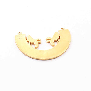 5 Pcs Designer 24k Gold Plated Semi Circle Charm ,Copper Design Half Moon Charm , Jewelry Making 40mmx26mm GPC993 - Tucson Beads