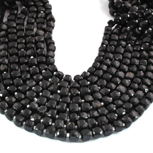 1 Long Strand Black Onyx Faceted Cube Shape Briolettes - Black Onyx Briolettes - 6mm- 8mm-11 Inches BR01914 - Tucson Beads