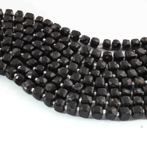 1 Long Strand Black Onyx Faceted Cube Shape Briolettes - Black Onyx Briolettes - 6mm- 8mm-11 Inches BR01914 - Tucson Beads